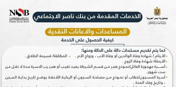 تعرف علي اجراءات الحصول على المساعدات والاعانات النقدية من بنك ناصر الاجتماعى