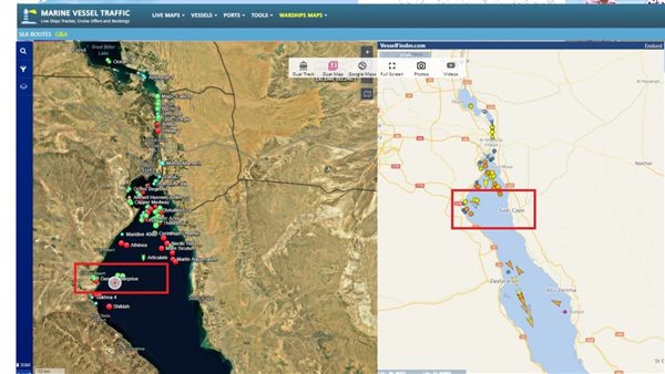 الشرقية نيوز تنشر صور المجرى الملاحي لقناة السويس قبل وبعد تعويم السفينة الجانحة