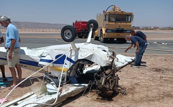 أول صورة لسقوط طائرة خاصة فى مهبط مطار الجونة بالغردقة
