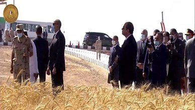 الرئيس السيسي يشهد بدء موسم حصاد القمح في توشكى