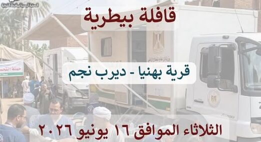 تنظيم قافلة بيطرية علاجية مجانية بقرية بهنيا بمركز ديرب نجم بالتعاون مع الهيئة القبطية الإنجيلية للخدمات الاجتماعية