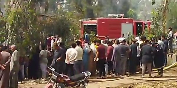 حريق هائل بمصنع إسفنج فى قرية سنجها  مركز كفر صقر