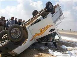إصابة 9 أشخاص في حادث انقلاب سيارة ربع نقل بـ طريق «منيا القمح- الزقازيق»