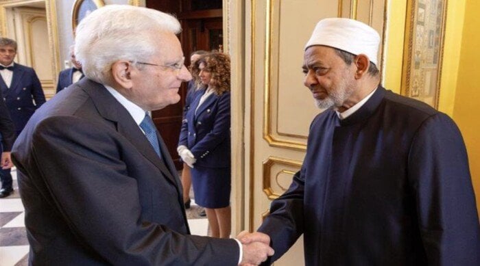 شيخ الأزهر يطالب الرئيس الإيطالي بالاعتراف بدولة فلسطين